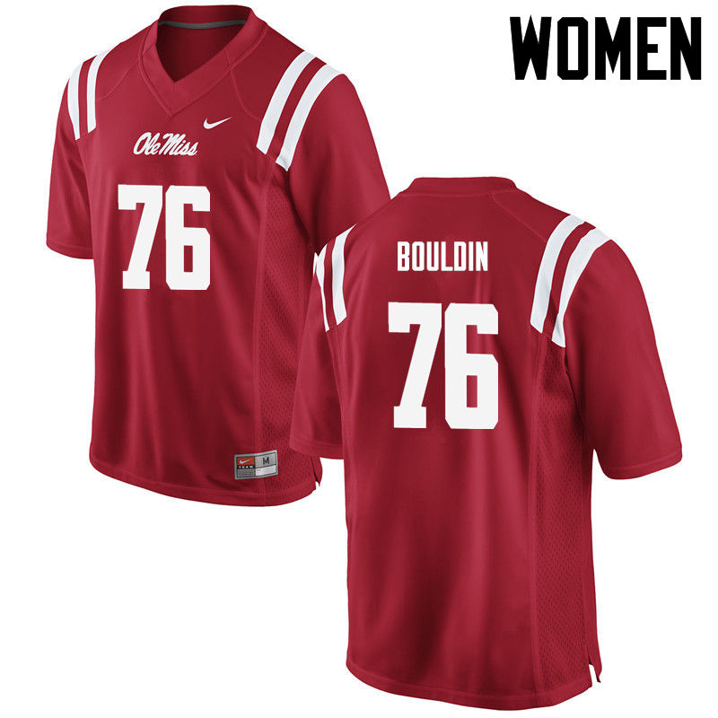 Women Ole Miss Rebels #76 Daronte Bouldin College Football Jerseys-Red